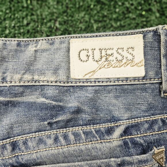 Guess Daredevil Boot Cut Jeans Embellished Pockets Dark Wash Denim Size 30 - Picture 4 of 14